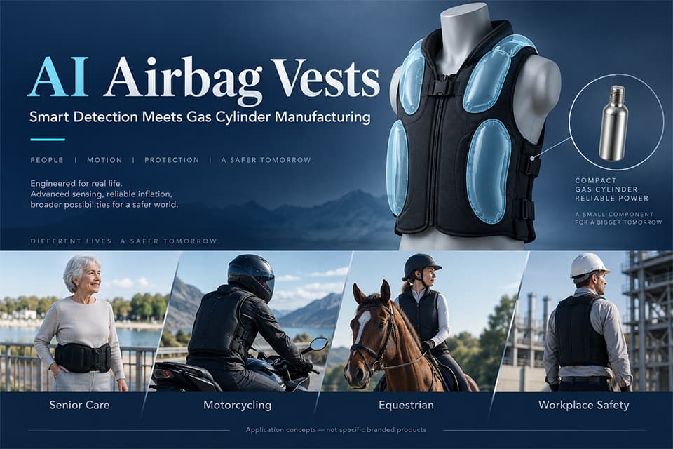 AI Airbag Vests: 4 Applications & OEM Gas Cylinder Manufacturing