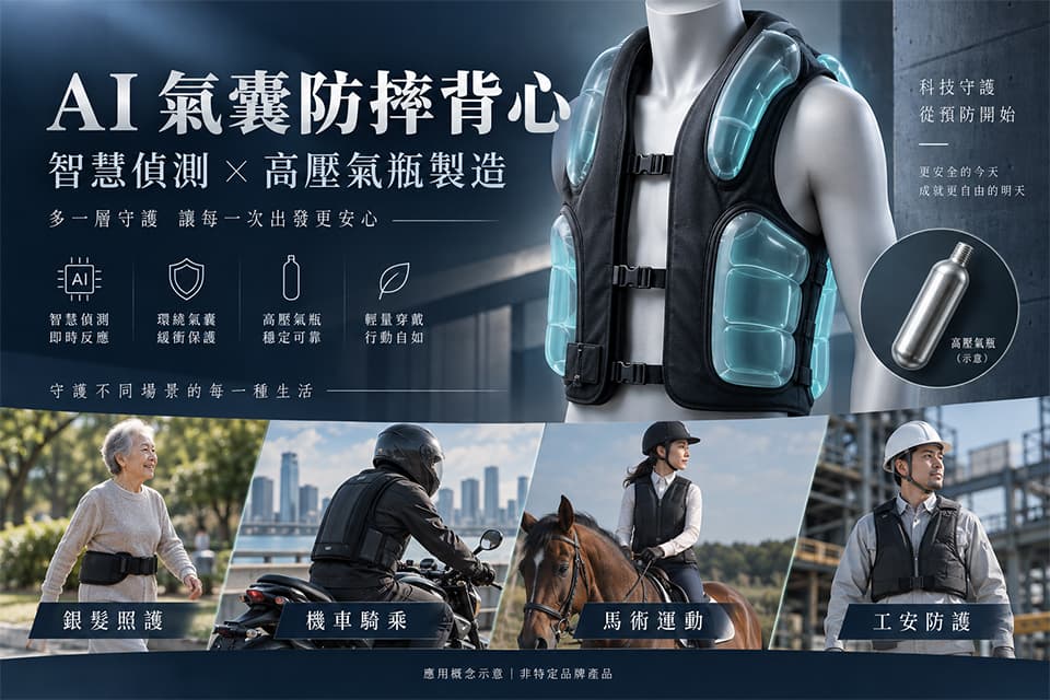 AI 氣囊防摔背心如何運作? 從銀髮照護到工安，看高壓氣瓶代工需求