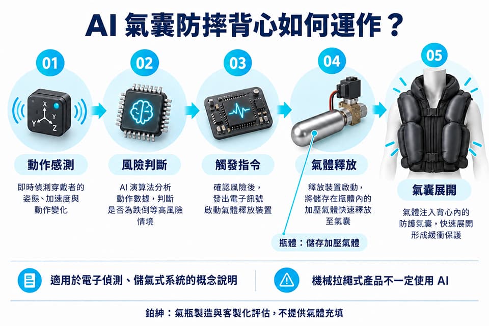 AI氣囊防摔背心如何運作